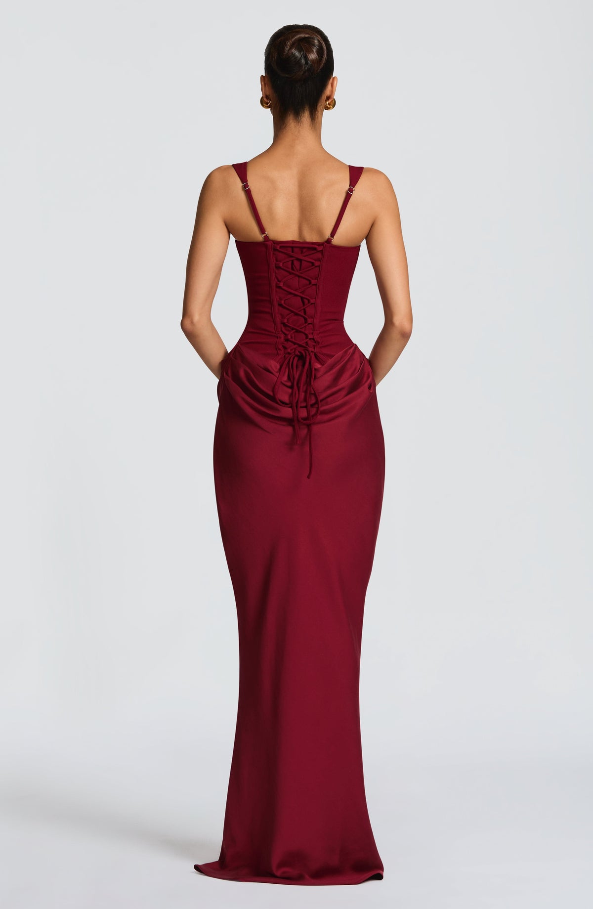 Maxi Dress Women Corset Bodice Wide Strap Draped Skirt | Rhea