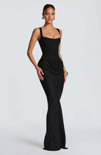 Maxi Dress Women Corset Bodice Wide Strap Draped Skirt | Rhea