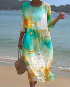 Romy | Women's Midi Summer Dress | Floral Print, 3/4 Sleeve