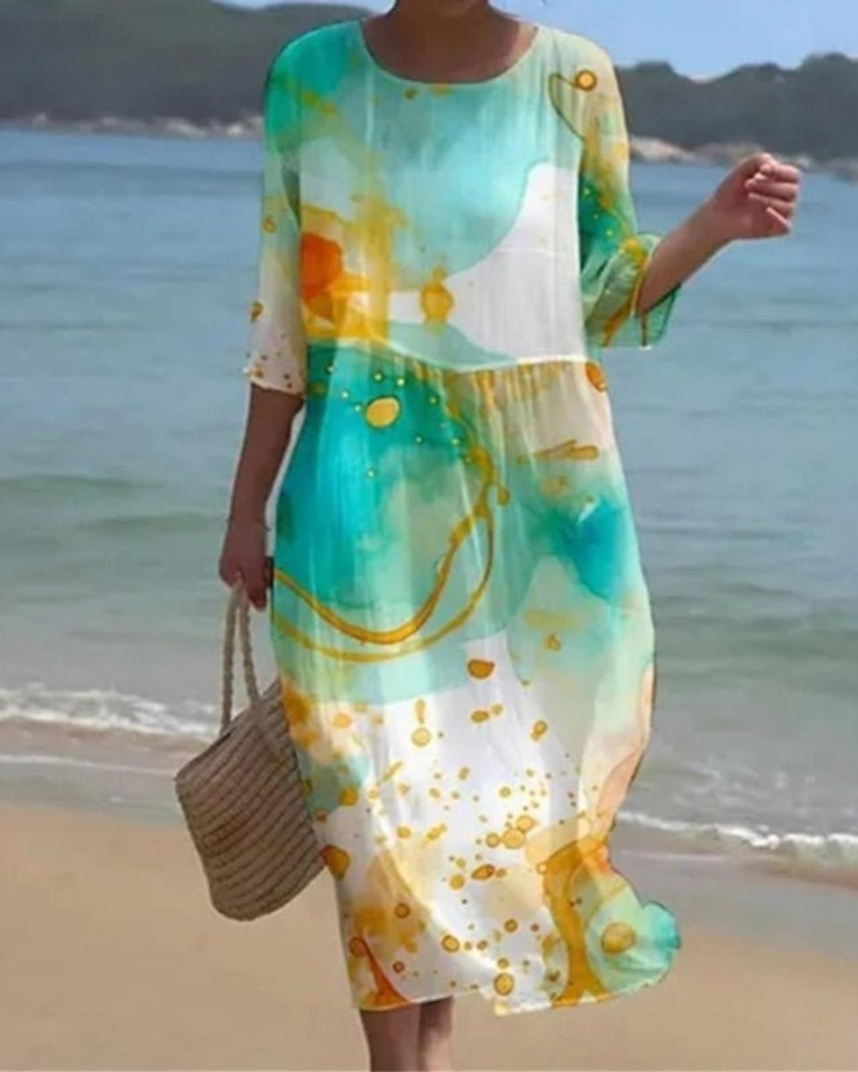 Romy | Women's Midi Summer Dress | Floral Print, 3/4 Sleeve