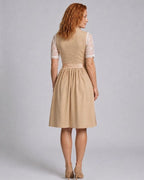 Women Floral Lace Dirndl Dress Lace-Up Bodice