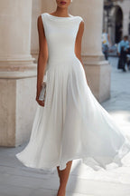 Odette | Women's Sleeveless Midi Dress | Cowl Neck, Pleated A-Line