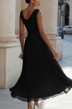 Odette | Women's Sleeveless Midi Dress | Cowl Neck, Pleated A-Line