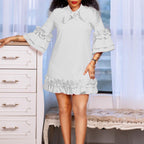 Thea | Women Ruffle Mini Dress Bow Collar
