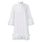 Thea | Women Ruffle Mini Dress Bow Collar