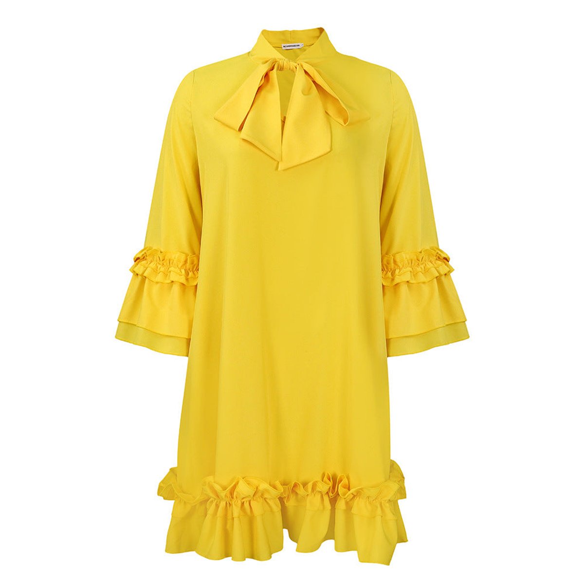 Thea | Women Ruffle Mini Dress Bow Collar