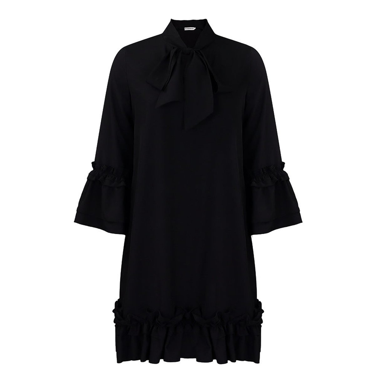 Thea | Women Ruffle Mini Dress Bow Collar