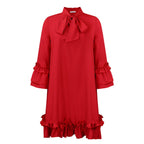Thea | Women Ruffle Mini Dress Bow Collar