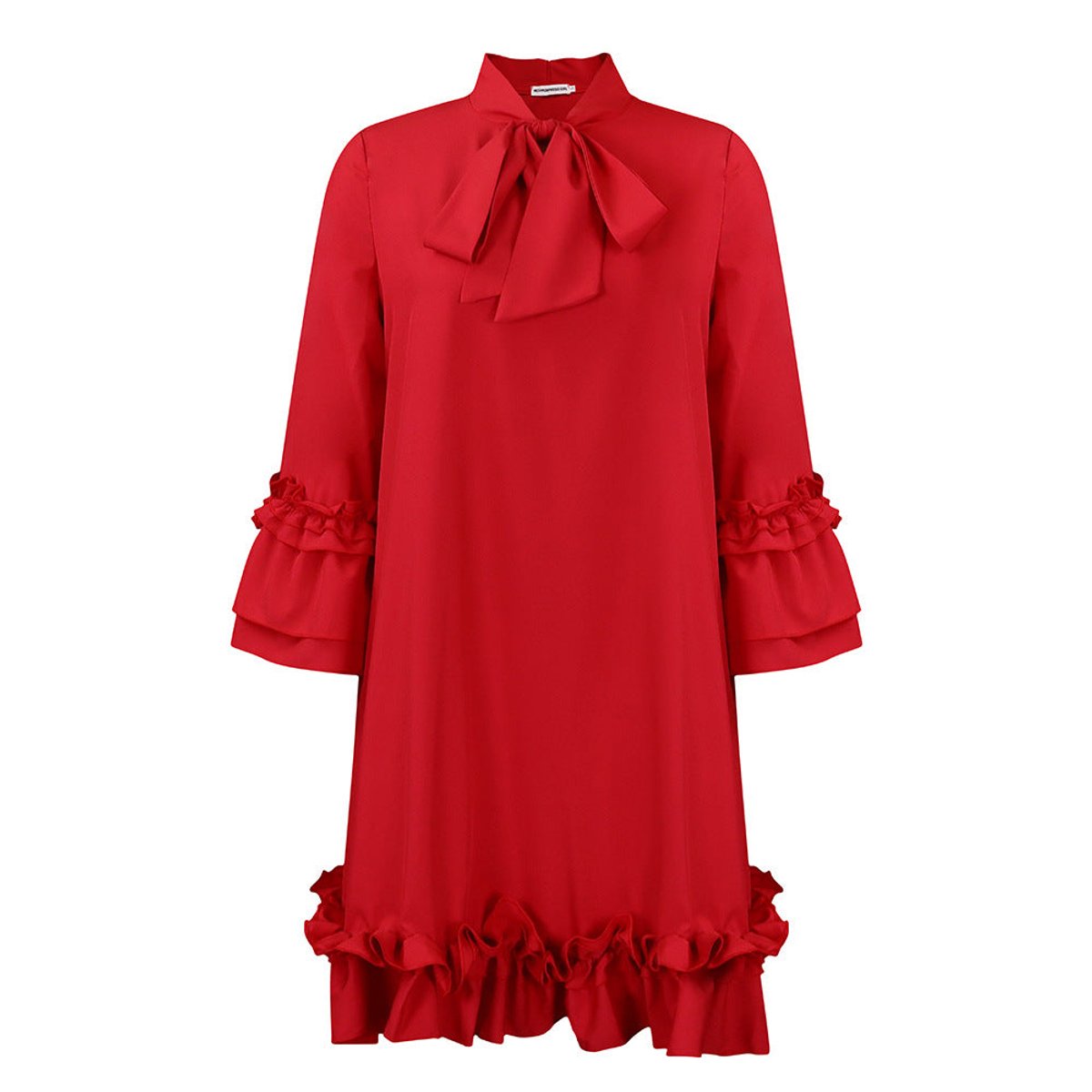 Thea | Women Ruffle Mini Dress Bow Collar