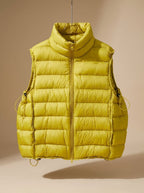 Women Quilted Sleeveless Vest Two Way Zip Stand Collar