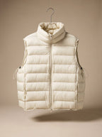 Women Quilted Sleeveless Vest Two Way Zip Stand Collar