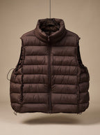 Women Quilted Sleeveless Vest Two Way Zip Stand Collar
