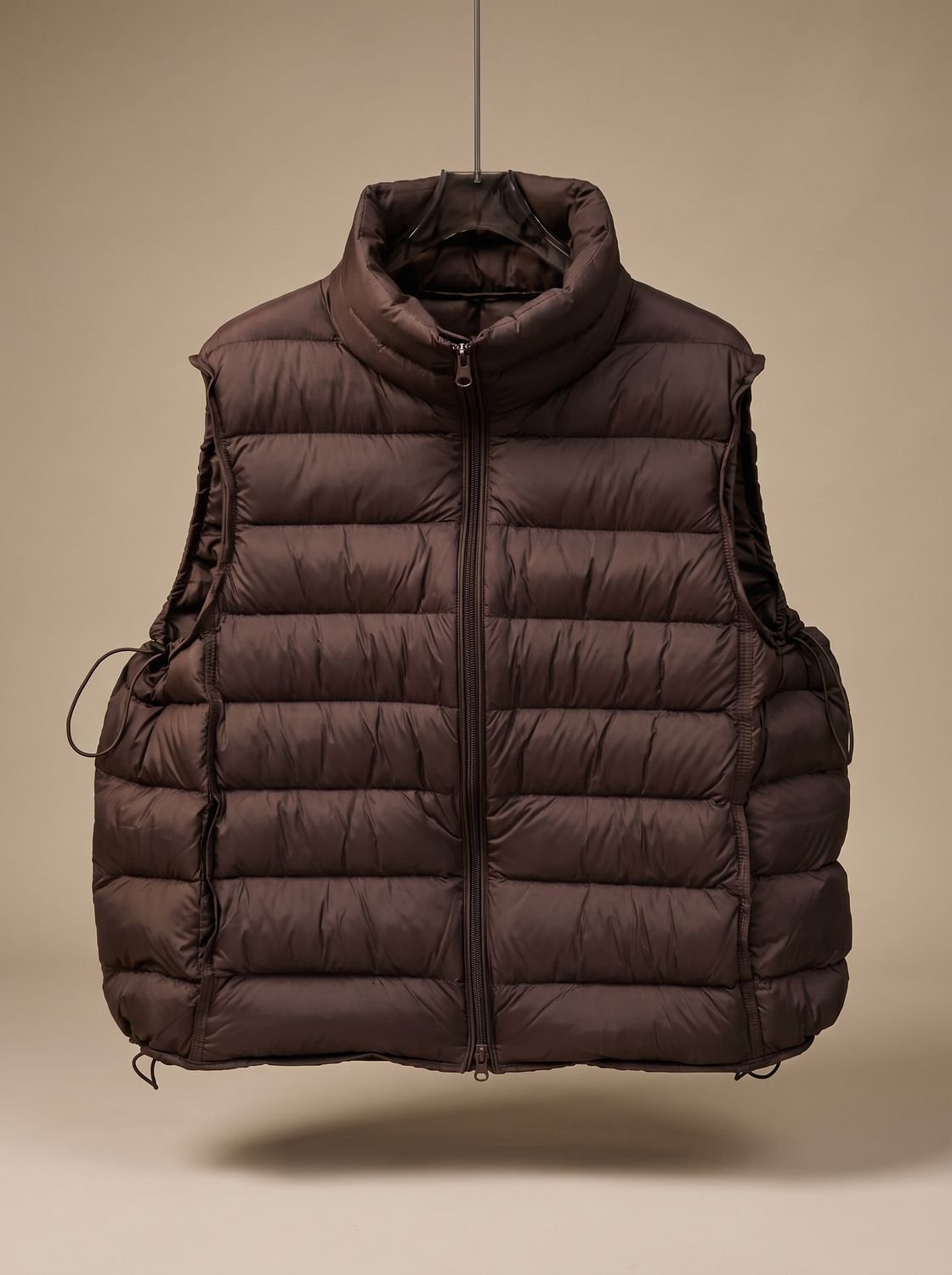 Women Quilted Sleeveless Vest Two Way Zip Stand Collar