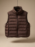 Women Quilted Sleeveless Vest Two Way Zip Stand Collar