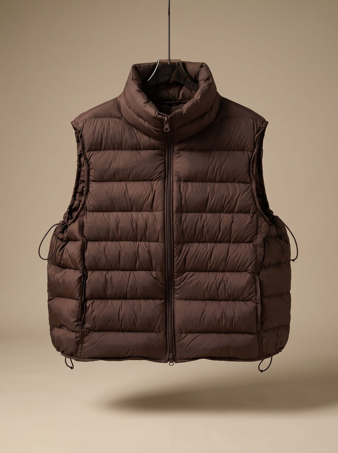 Women Quilted Sleeveless Vest Two Way Zip Stand Collar