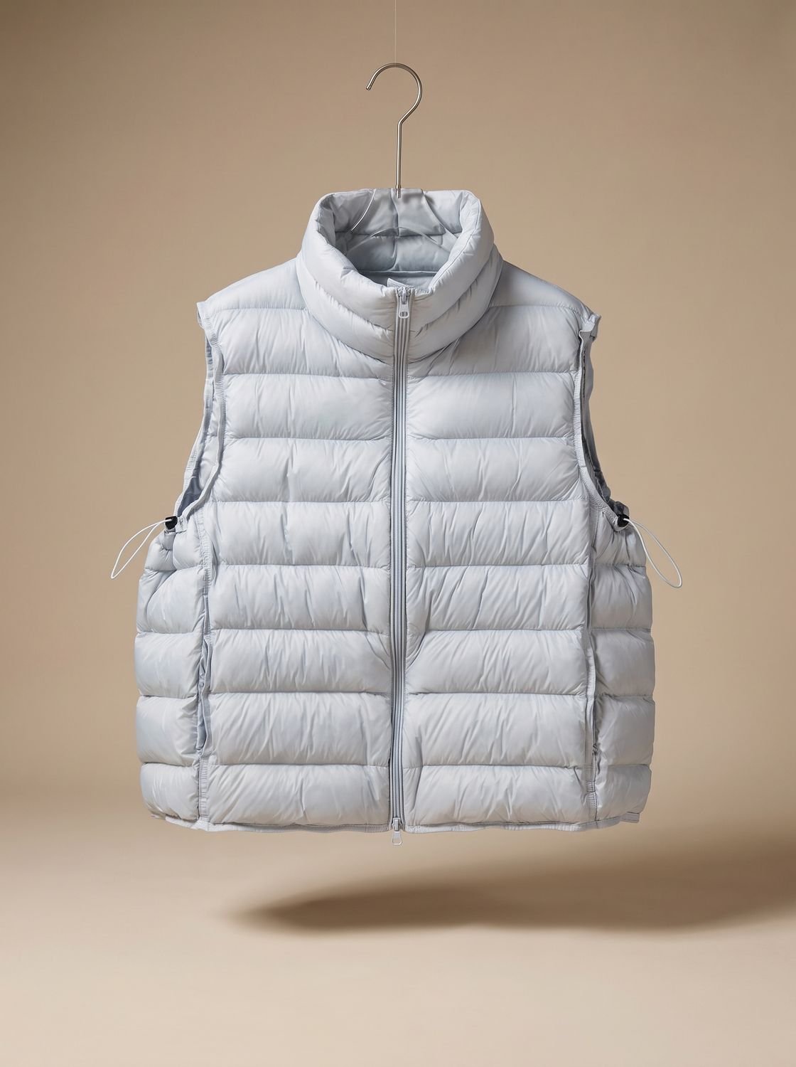 Women Quilted Sleeveless Vest Two Way Zip Stand Collar