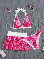 Women Bikini Sets with Skirt Floral Print Adjustable Straps | Jade