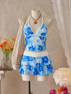 Women Bikini Sets with Skirt Floral Print Adjustable Straps | Jade