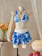 Women Bikini Sets with Skirt Floral Print Adjustable Straps | Jade