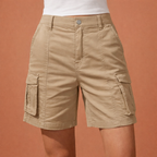 Womens Shorts Cargo Style Six Functional Utility Pockets Elastic Waistband