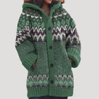Women Knit Cardigan Fair Isle Hoodie Regular Fit