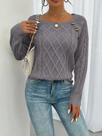 Seraphina | Women's Winter Sweater | Cable Knit, Button Detail