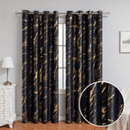 2 Piece Blackout Curtains Marble Print Ring Top