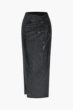Mila | Two-Piece Skirt Set | Sequin Bustier & Maxi Skirt, Black | Formal