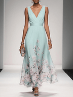 Cora | Women's Floral Print Dress | Wedding Guest, A-Line | V-Neck