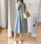 Women Linen Cotton Dress Casual Floral | Faline