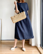 Women Linen Cotton Dress Casual Floral | Faline