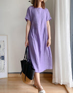 Women Linen Cotton Dress Casual Floral | Faline