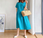 Women Linen Cotton Dress Casual Floral | Faline