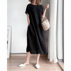 Women Linen Cotton Dress Casual Floral | Faline