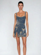 Tindra | Mini Dress | Midnight Blue, Evening Gown | Flowing Silhouette