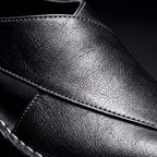 Men's Leather Mules | Backless Slip-On Textured Comfort Shoes
