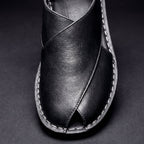 Men's Leather Mules | Backless Slip-On Textured Comfort Shoes