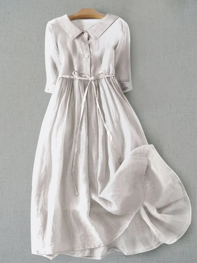 Women Dress | Elegant Short Sleeve Dress with Tie at Waist