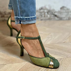 Freya | Women Leather Patchwork Pumps Slingback