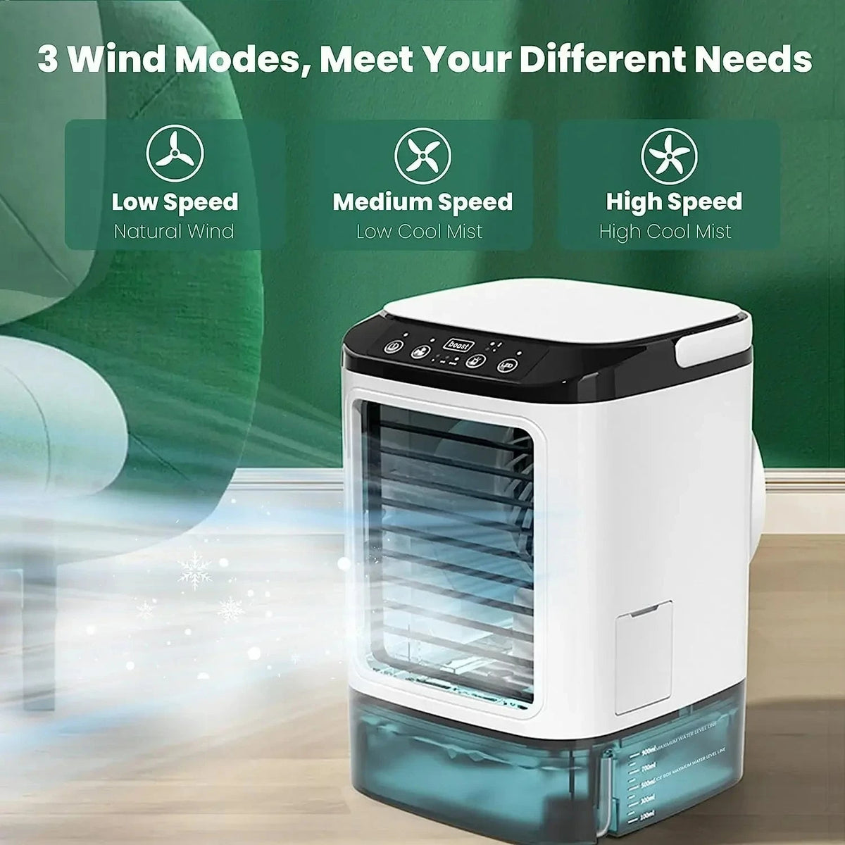 Neela | Portable Air Conditioner | 3-Speed, Ultrasonic Mist, 900ml Tank | Compact