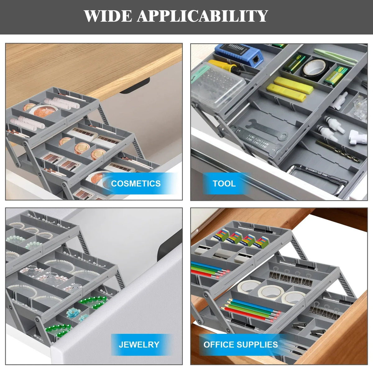 Aria | Drawer Organizer | 3-Tier, Foldable, Multi-Compartment
