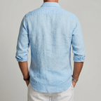 Men Linen Shirt Lightweight Breathable Casual Button Down Collar