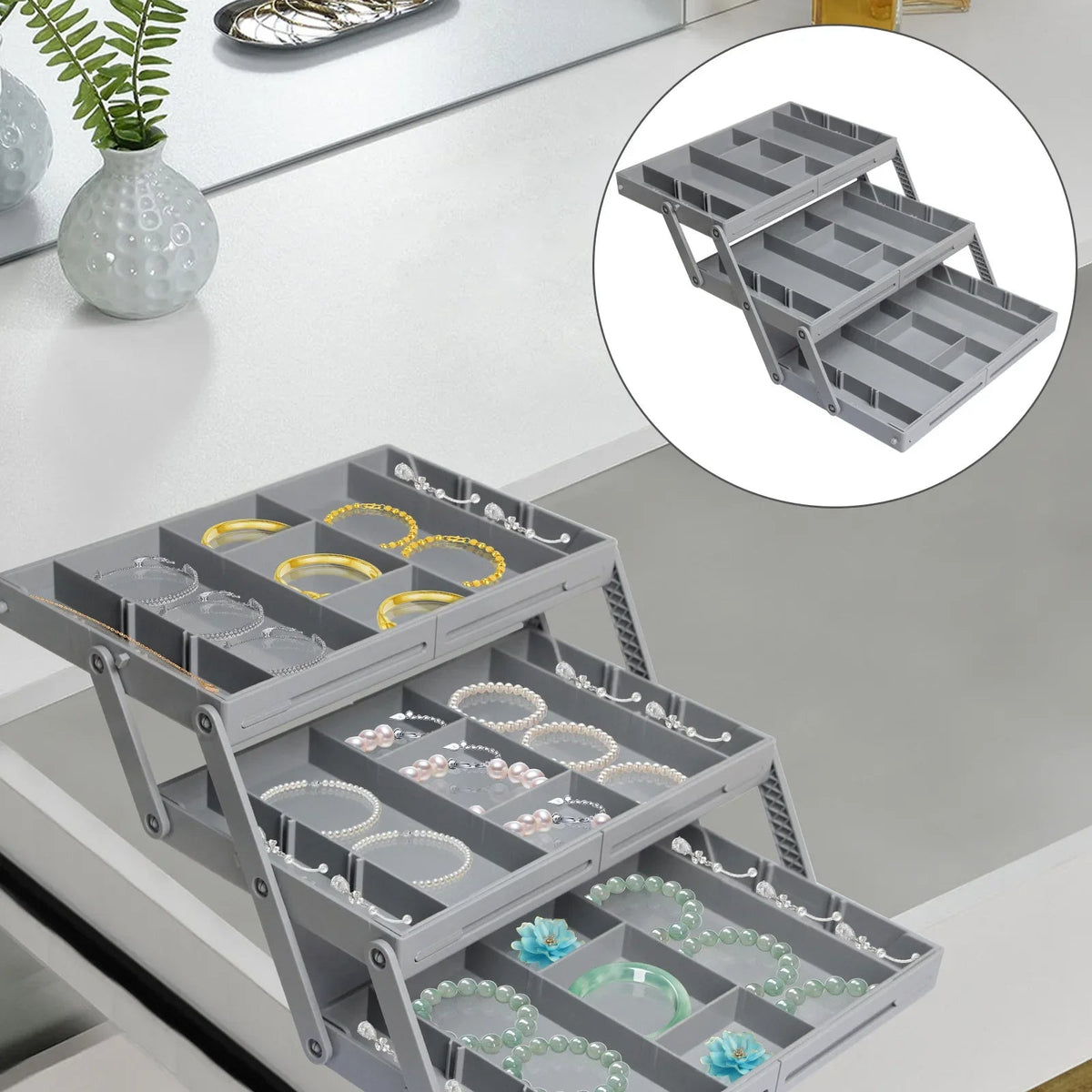 Aria | Drawer Organizer | 3-Tier, Foldable, Multi-Compartment