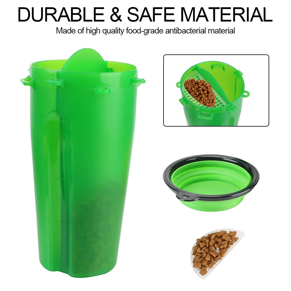 Reva | Pet Water Bottle and Feeder | 2-in-1 Collapsible | 350ml, Food-Grade Silicone