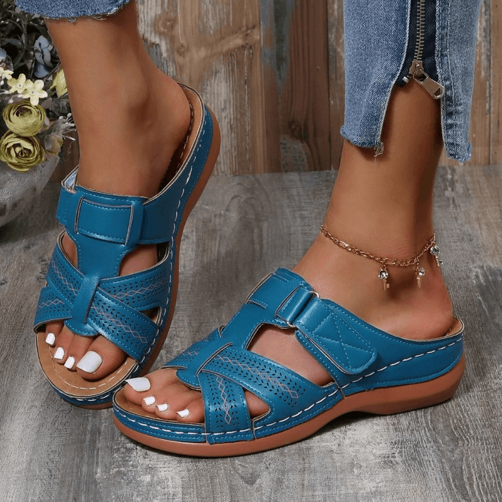 Womens Orthopedic Sandals Open Toe Leather Arch Support Cushioned