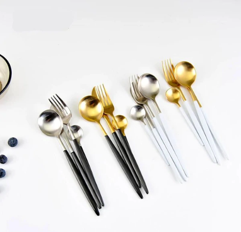 Marlow | Cutlery Set 24-Piece | Gold & Silver Stainless Steel | Luxury Dining