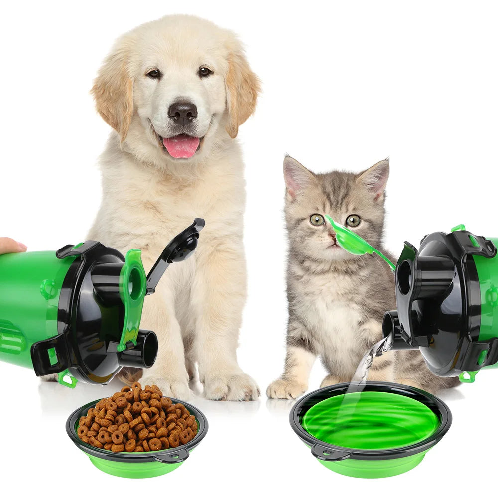Reva | Pet Water Bottle and Feeder | 2-in-1 Collapsible | 350ml, Food-Grade Silicone