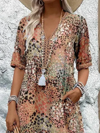 Midi Dress Women Vibrant Pattern Flowy Silhouette Womenswear