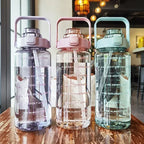 Valentina | Water Bottle 2L | Sport & Fitness, Straw, Time Marker | BPA-Free