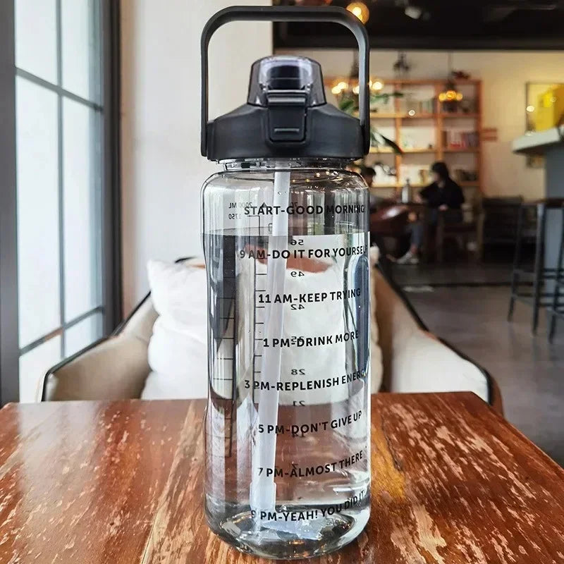 Valentina | Water Bottle 2L | Sport & Fitness, Straw, Time Marker | BPA-Free